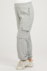 Heather Grey Fleece Cargo Maternity Sweatpants