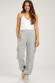 Heather Grey Fleece Cargo Maternity Sweatpants