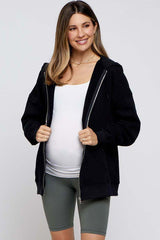 Black Hooded Maternity Jacket