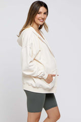 Cream Hooded Maternity Jacket