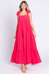 Magenta Sleeveless Tiered Maxi Dress