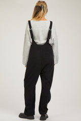 Black Corduroy Wide Leg Maternity Overalls