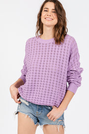 Lavender Open Knit Long Sleeve Top