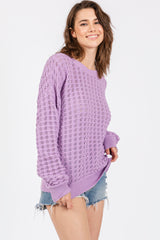 Lavender Open Knit Long Sleeve Top