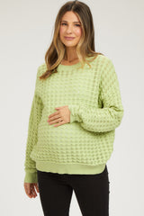 Lime Open Knit Maternity Long Sleeve Top