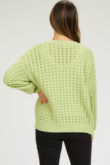 Lime Open Knit Maternity Long Sleeve Top