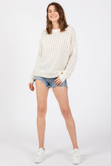 Cream Open Knit Long Sleeve Top