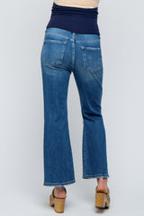 Blue Ankle Flare Distressed Maternity Jeans