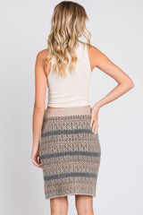 Multi Colored Fair Isle Printed Knit Mini Skirt