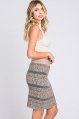 Multi Colored Fair Isle Printed Knit Mini Skirt