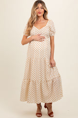 Yellow Floral Tiered Maternity Maxi Dress