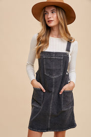 Black Denim Overall Dress