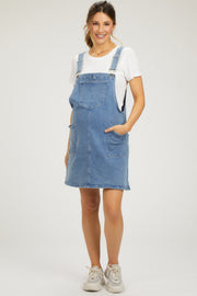 Navy Denim Maternity Overall Dress