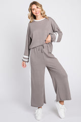 Grey Striped Long Sleeve Set