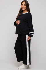 Black Striped Long Sleeve Maternity Set