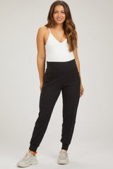 Black Cargo Pocket Maternity Jogger Pants