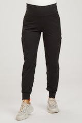 Black Cargo Pocket Maternity Jogger Pants