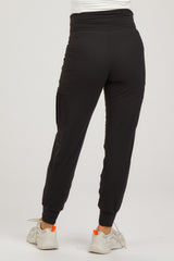 Black Cargo Pocket Maternity Jogger Pants