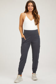 Charcoal Cargo Pocket Maternity Jogger Pants