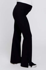 Black V-Waist Ribbed Bootcut Maternity Leggings