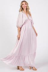 Light Pink Striped Ruffle Accent Maxi Dress