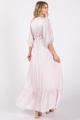 Light Pink Striped Ruffle Accent Maxi Dress