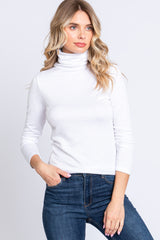 Ivory Ribbed Maternity Turtleneck Top