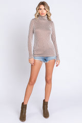 Camel Ribbed Turtleneck Top