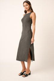 Charcoal Ribbed Side Slit Tank Dress