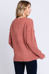 Mauve Soft Knit Lace Trim Sweater