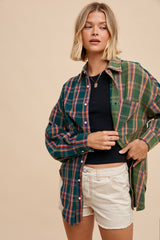 Evergreen Garment Washed Two Tone Plaid Button Down