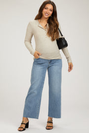 Light Blue Wide Leg Raw Hem Maternity Jeans