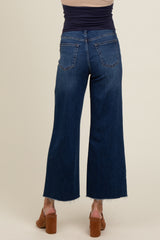 Navy Blue Wide Leg Raw Hem Maternity Jeans