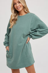 Green Ultra Soft Maternity Sweatshirt Dress