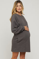 Charcoal Ultra Soft Maternity Sweatshirt Dress