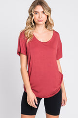 Rust Scoop Neck Basic Tee