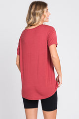 Rust Scoop Neck Basic Tee