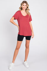 Rust Scoop Neck Basic Tee