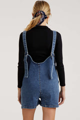 Blue Denim Scoop Neck Maternity Short Overall