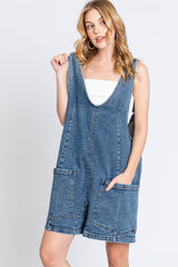 Blue Denim Scoop Neck Short Overall