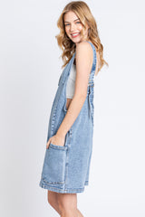 Light Blue Denim Scoop Neck Short Overall