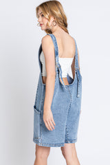 Light Blue Denim Scoop Neck Short Overall