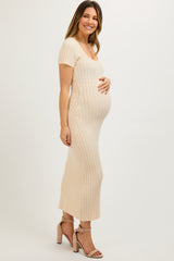 Cream Cable Knit Maternity Sweater Dress