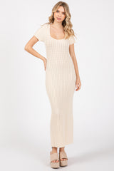 Cream Cable Knit Maternity Sweater Dress