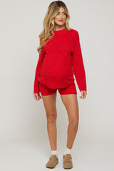 Red Sweater Short Maternity Set