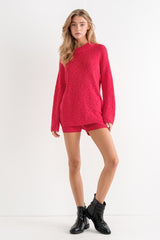 Red Sweater Short Maternity Set