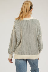 Olive Ribbed Balloon Sleeve Maternity Sweater