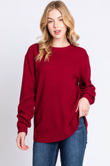 Burgundy Knit Pullover Maternity Sweater