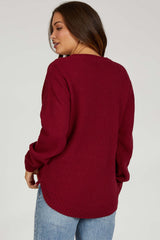 Burgundy Knit Pullover Maternity Sweater