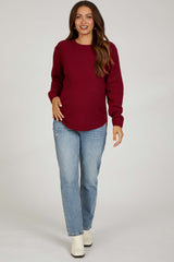 Burgundy Knit Pullover Maternity Sweater